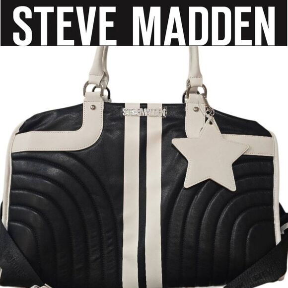 Steve Madden BSaints Duffel Bag- Black/White